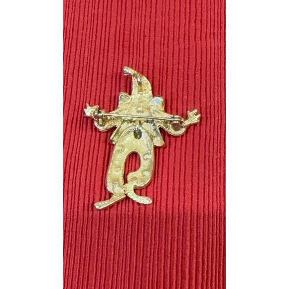 Vintage Clown Brooch Enamel Pin w/ Red Polka Dots & Swivel Swinging Hanging Legs - Picture 2 of 4